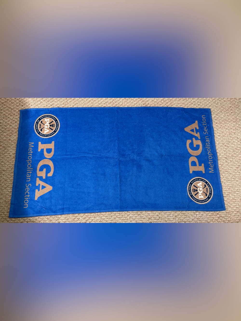 PGA Royal Blue Golf Towel with Gold Logo